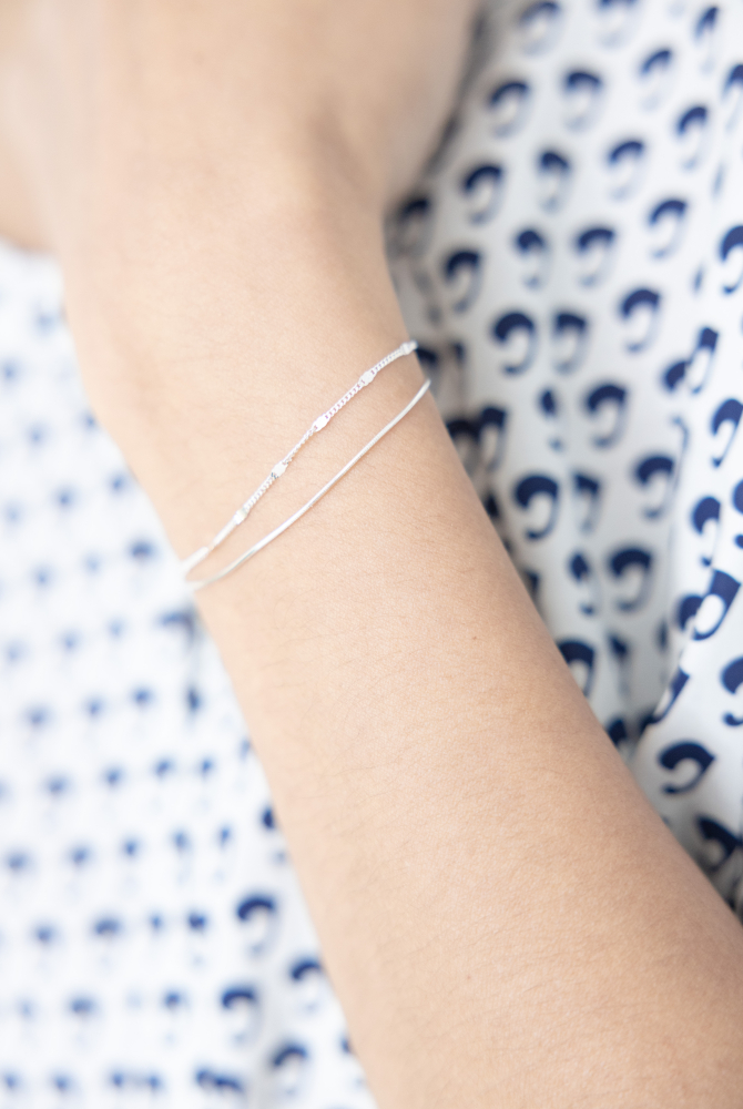 팔찌 雙層細練小圓片手鍊 / 銀色