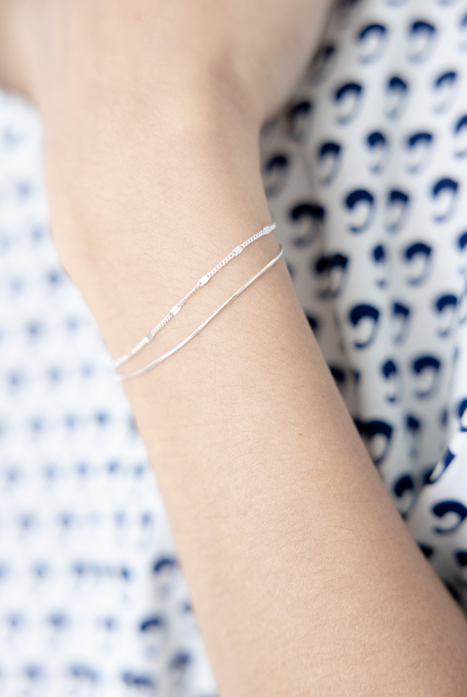 팔찌 雙層細練小圓片手鍊 / 銀色