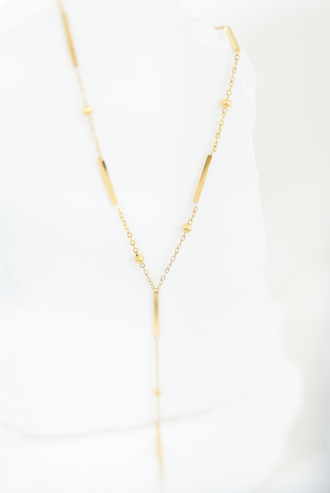 목걸이 金鍊垂墜項鍊 Y字型 金色長條設計 / 金色