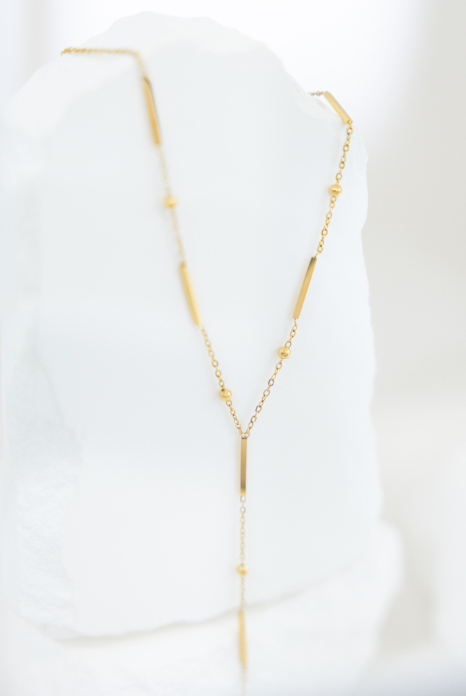 목걸이 金鍊垂墜項鍊 Y字型 金色長條設計 / 金色