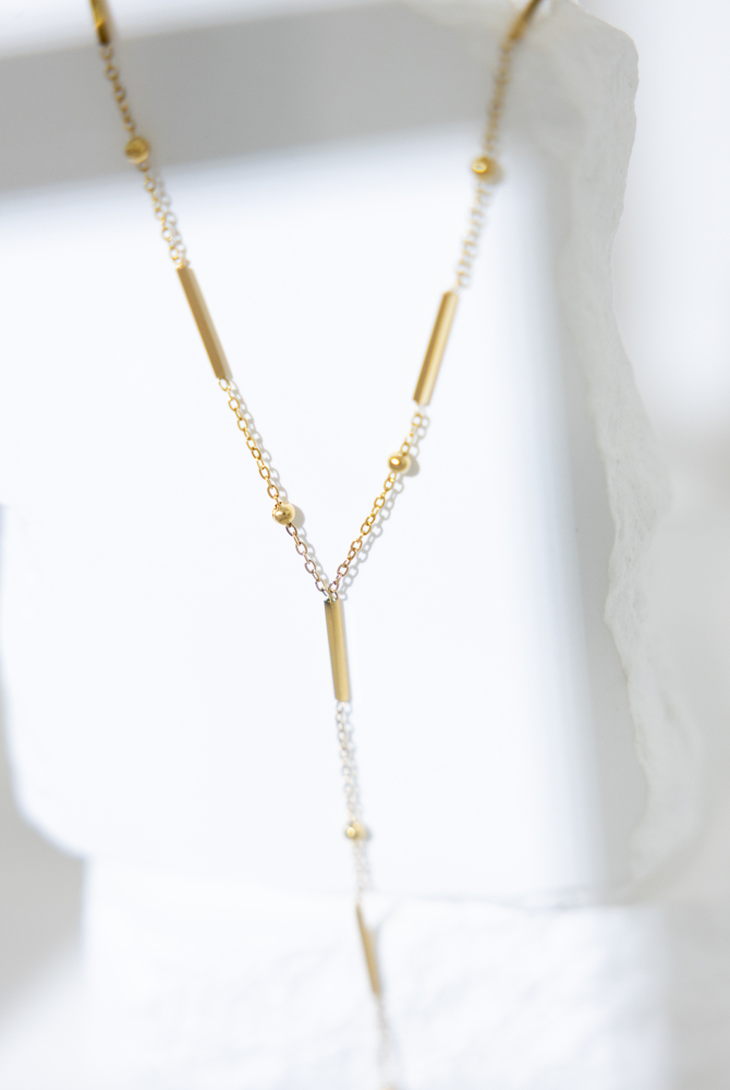 목걸이 金鍊垂墜項鍊 Y字型 金色長條設計 / 金色