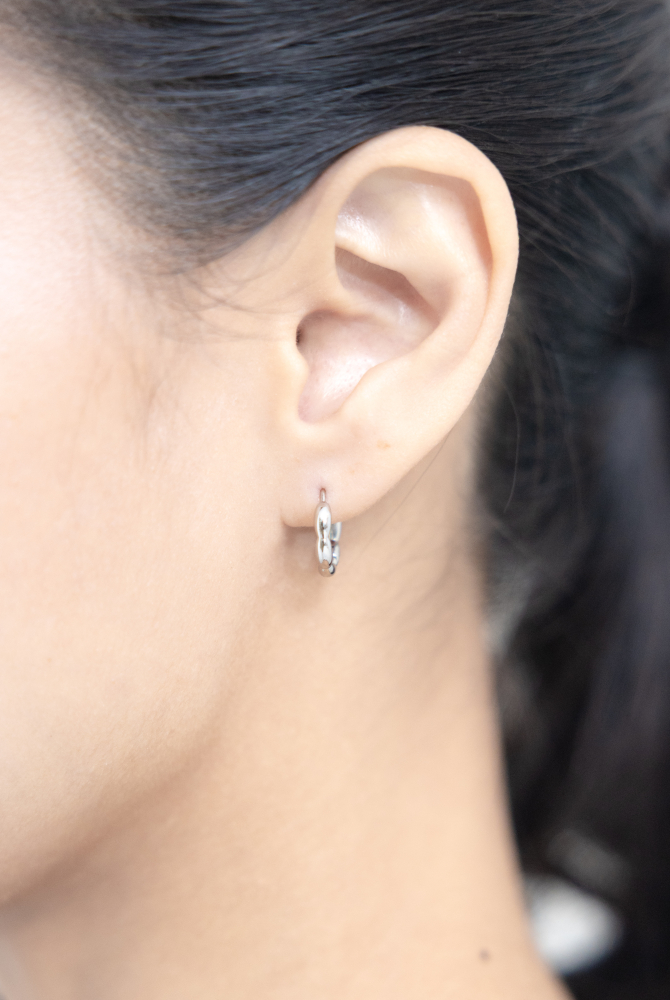 귀걸이 水波圈圈耳環 表面圓潤波紋 / 銀色