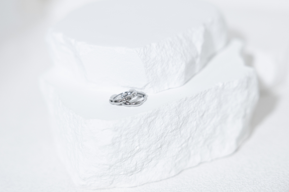 귀걸이 水波圈圈耳環 表面圓潤波紋 / 銀色