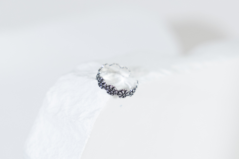 반지 立體雕花尾戒 可調   / 銀色
