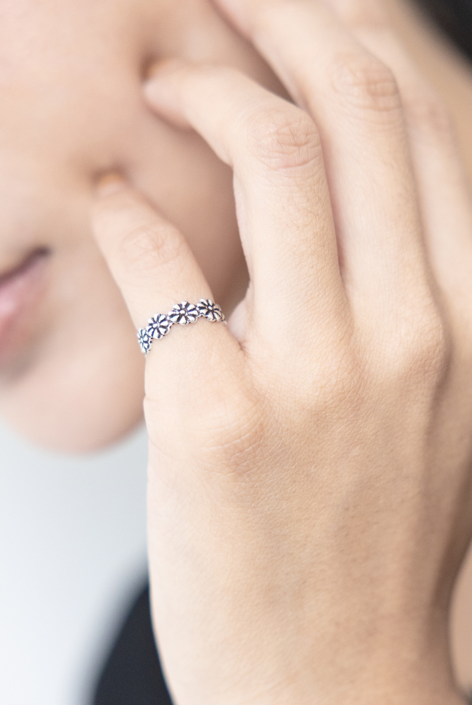 반지 立體雕花尾戒 可調   / 銀色