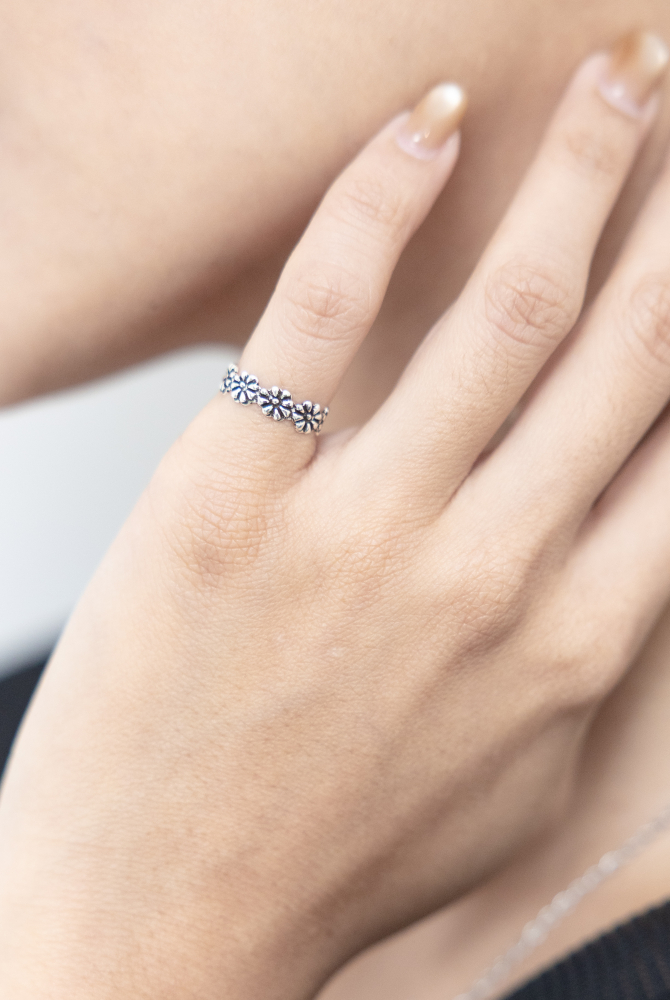 반지 立體雕花尾戒 可調   / 銀色