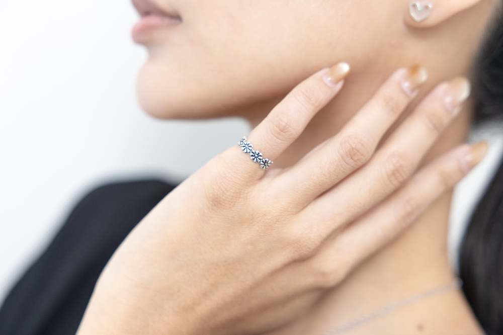 반지 立體雕花尾戒 可調   / 銀色