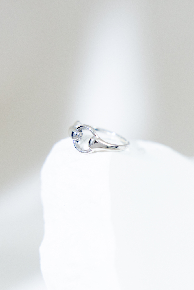 반지   雙環鏤空開口戒 可調   / 銀色