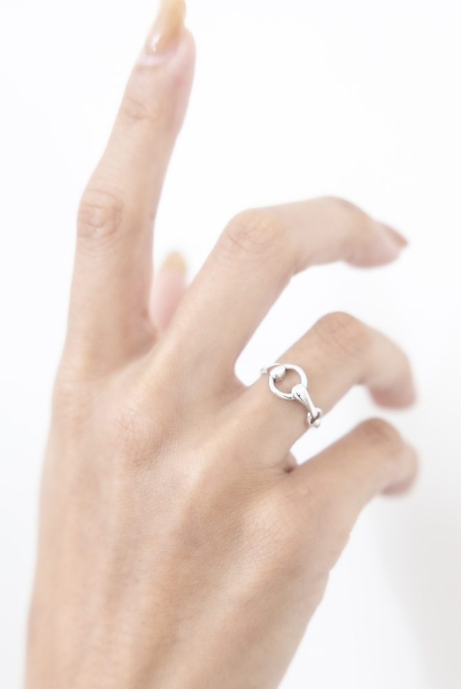 반지   雙環鏤空開口戒 可調   / 銀色