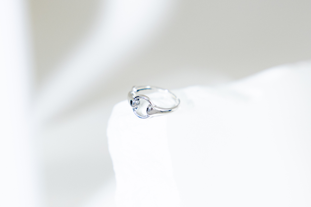 반지   雙環鏤空開口戒 可調   / 銀色