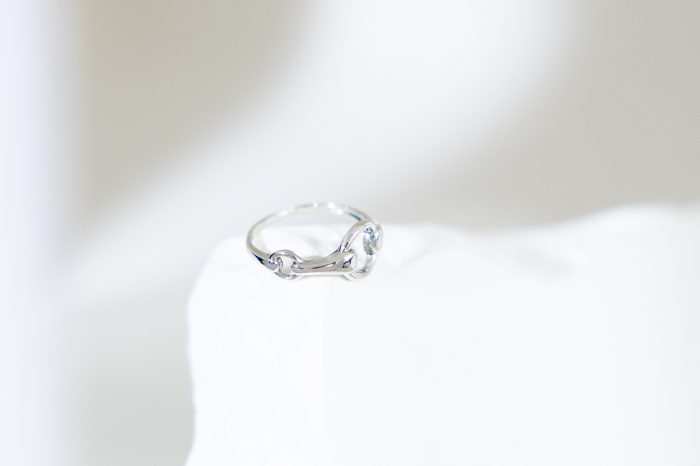 반지   雙環鏤空開口戒 可調   / 銀色