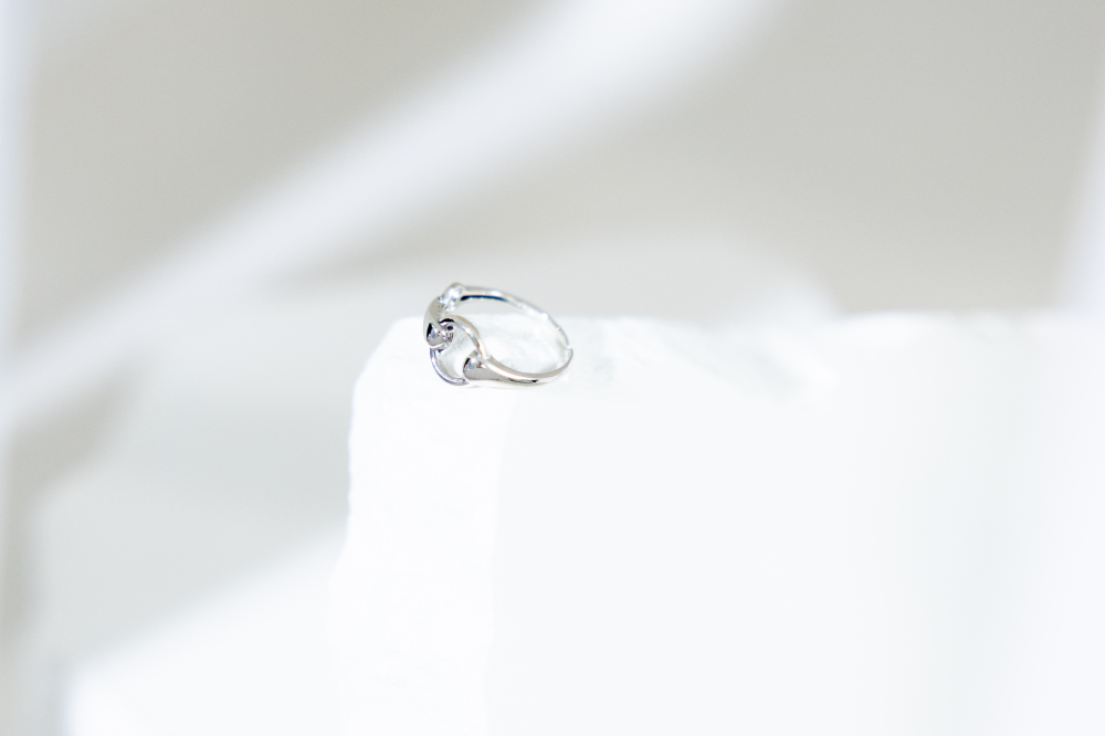 반지   雙環鏤空開口戒 可調   / 銀色