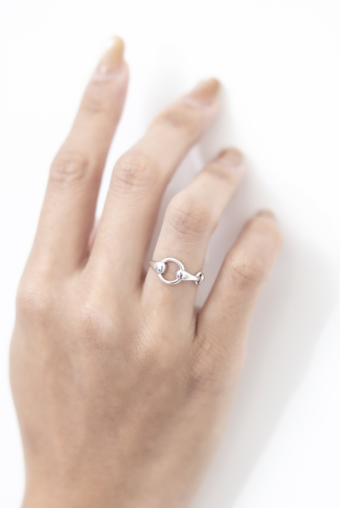 반지   雙環鏤空開口戒 可調   / 銀色