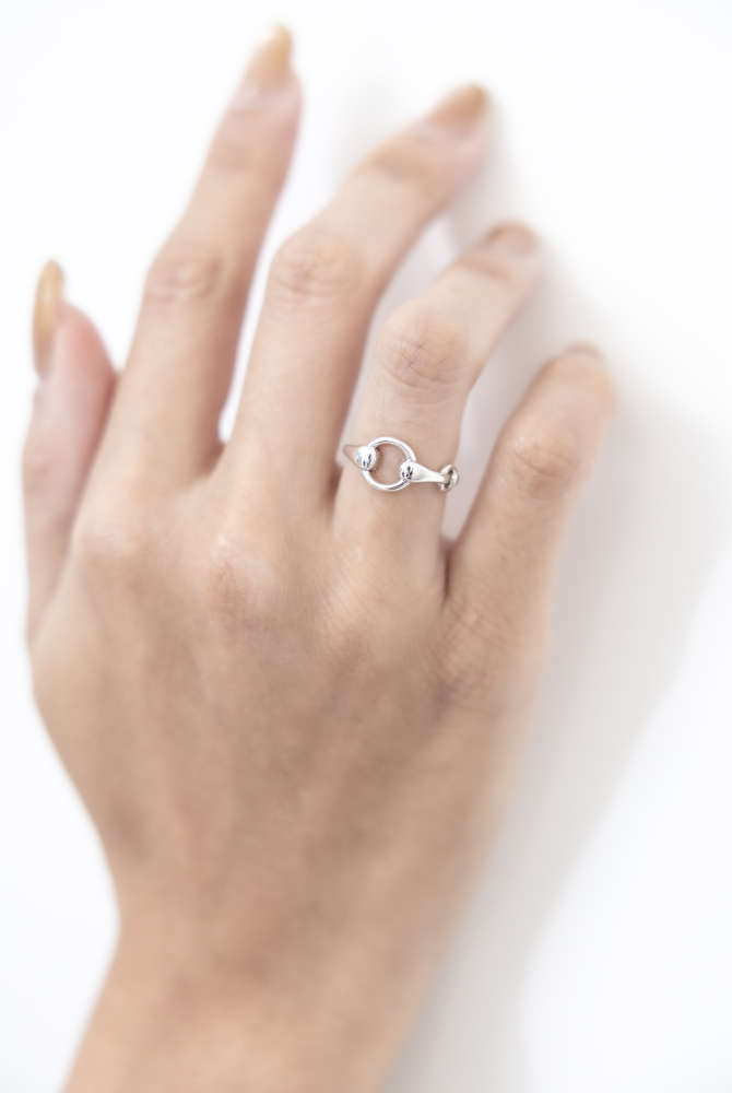 반지   雙環鏤空開口戒 可調   / 銀色