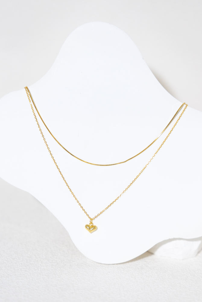목걸이   金色雙層愛心項鍊   / 金色
