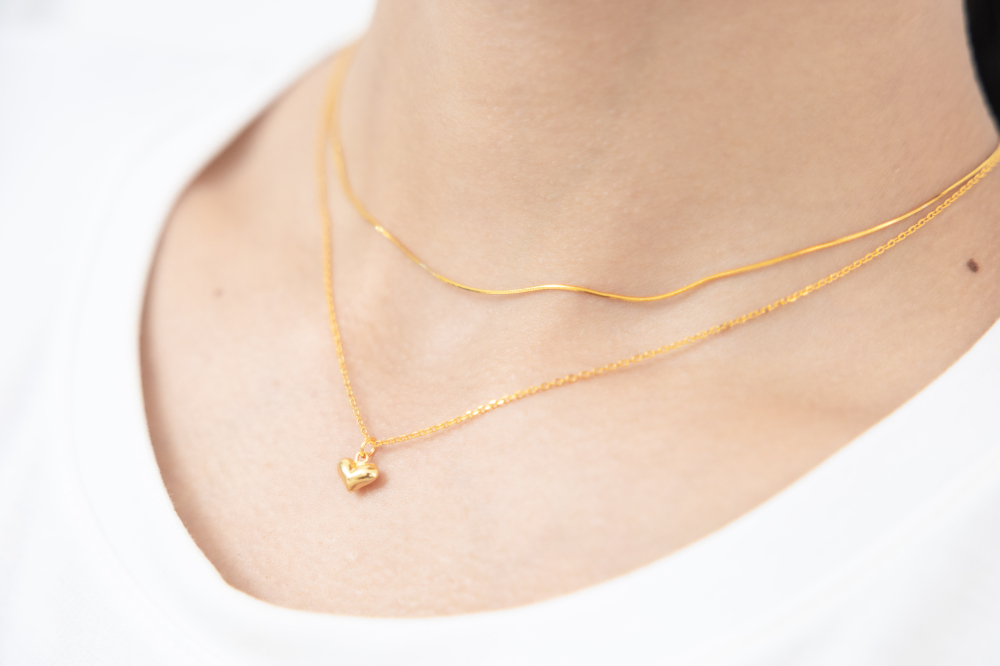 목걸이 金色雙層愛心項鍊 / 金色