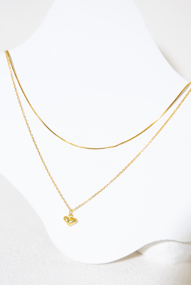 목걸이 金色雙層愛心項鍊 / 金色