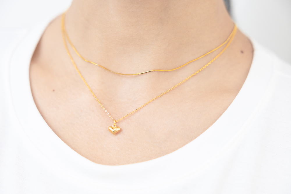 목걸이 金色雙層愛心項鍊 / 金色