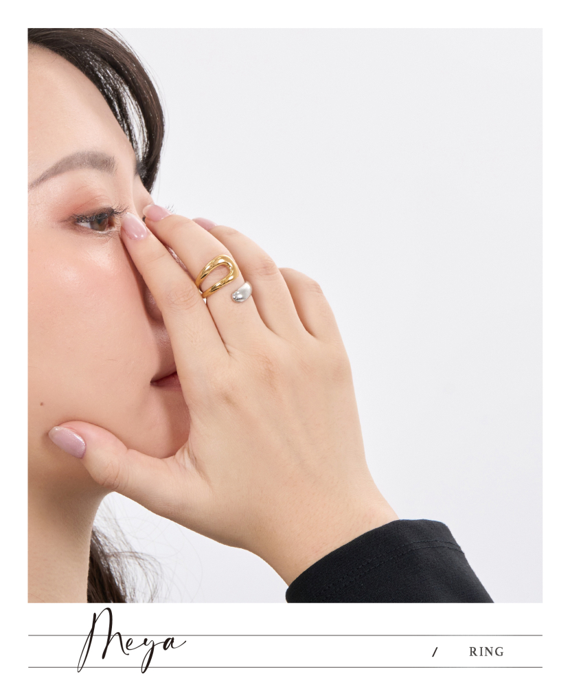 반지   金屬液體曲線戒指   / 雙色(銀金)