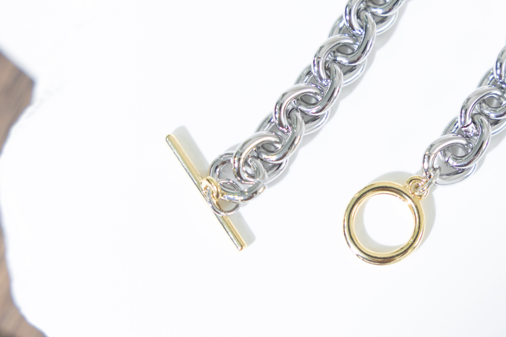 팔찌   金銀拼接鍊條手鍊 OT扣 / 雙色(銀金)