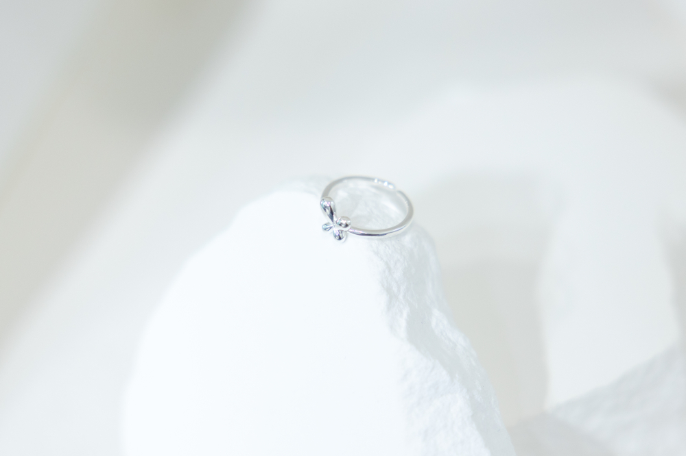 반지  蝴蝶戒指 開口式 戒指/ 銀色