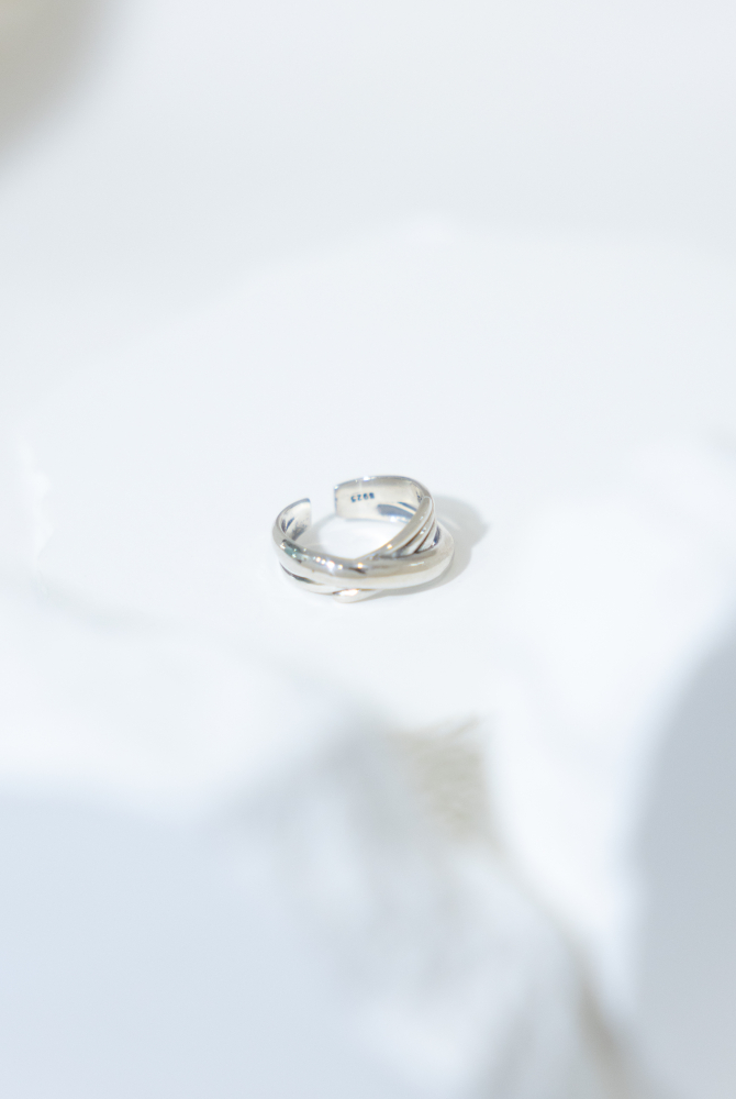 반지  交織流線造型 開口式 戒指 / 銀色