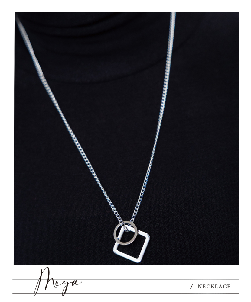 목걸이 幾何環墜項鍊   / 銀色