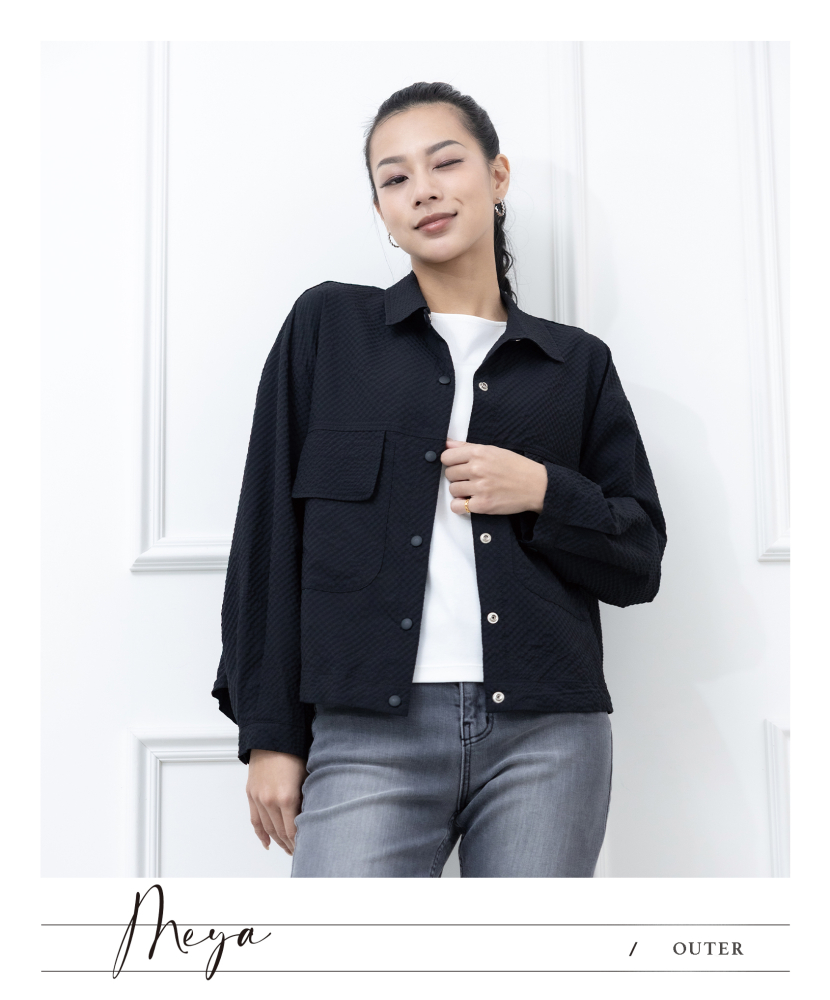 반팔 泡泡布透氣防曬外套 / 黑色