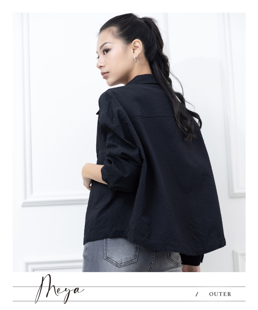 반팔 泡泡布透氣防曬外套 / 黑色