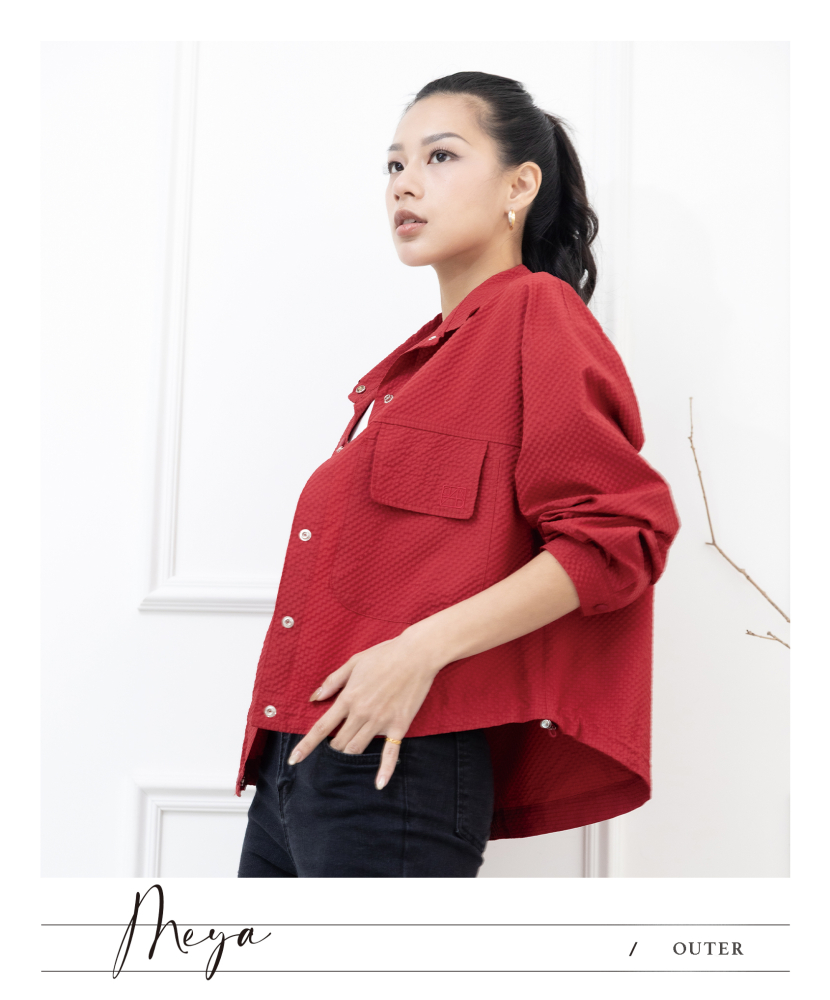 반팔 泡泡布透氣防曬外套 / 紅色