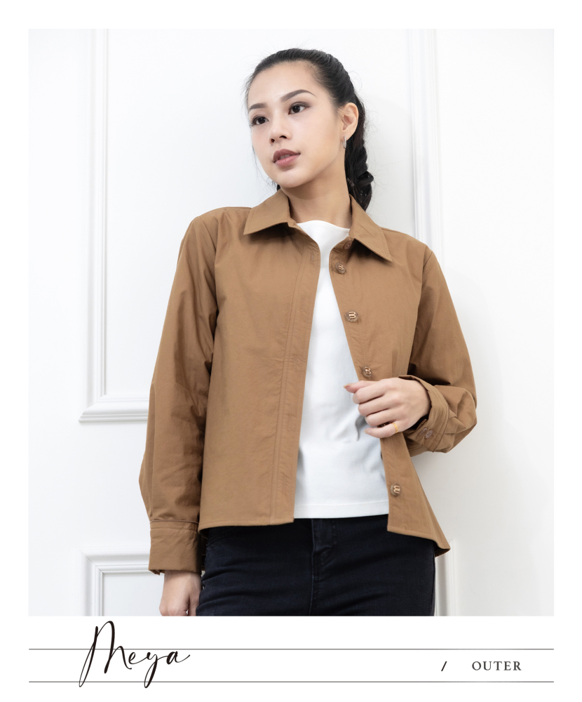 硬挺版型襯衫外套 無口袋 / 駝色