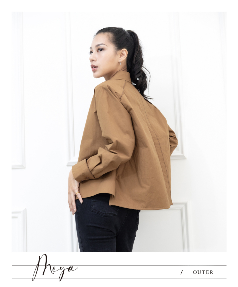 硬挺版型襯衫外套 無口袋 / 駝色