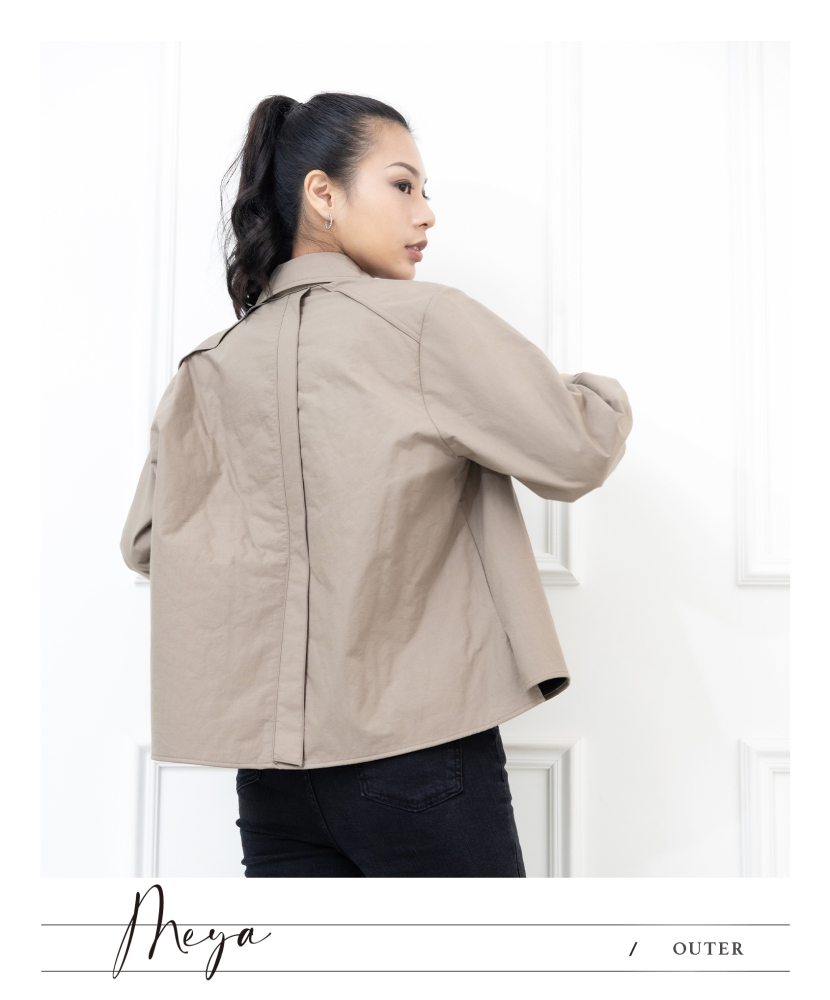 硬挺版型襯衫外套 無口袋 / 灰棕色