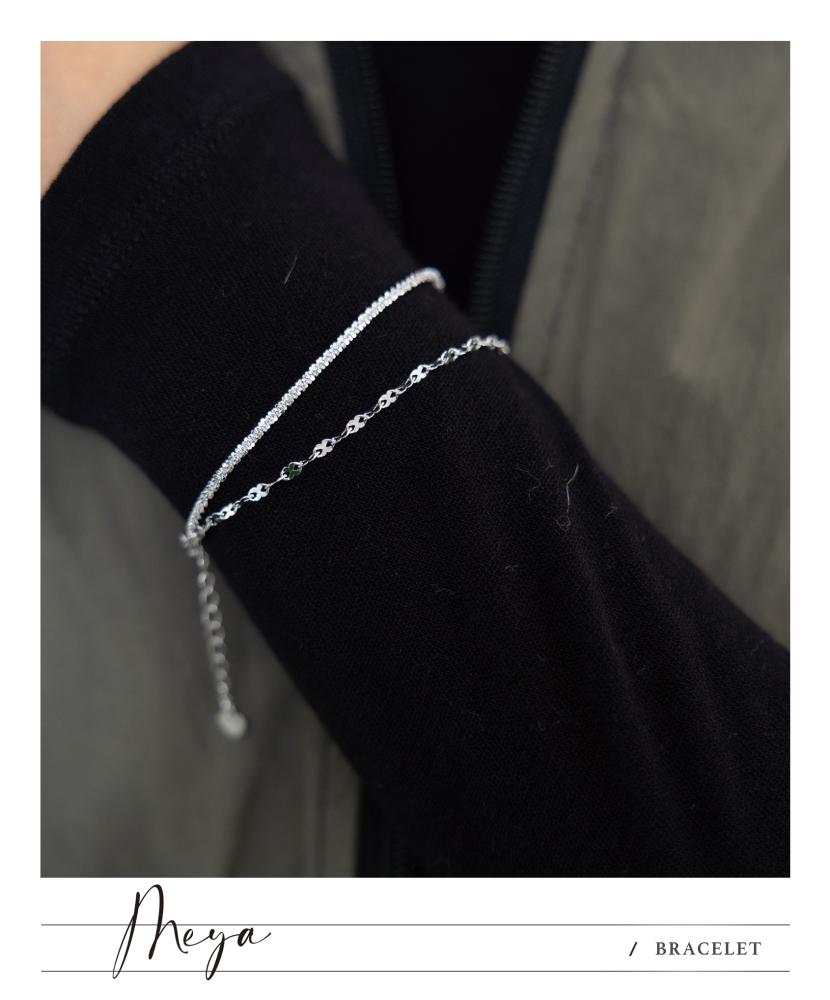 蝴蝶螺旋鏈 特殊粗螺旋鏈 雙層手鏈／銀色