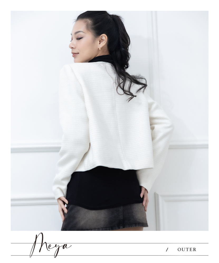 小香風短外套 / 米白色