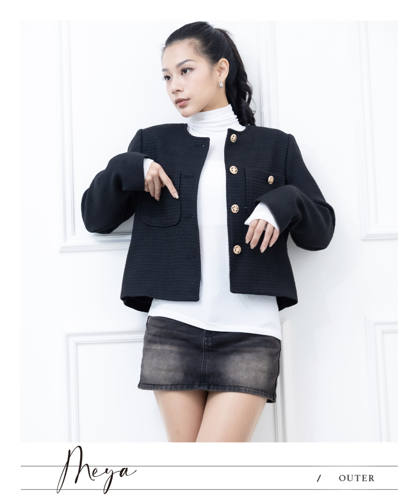 小香風短外套 / 黑色