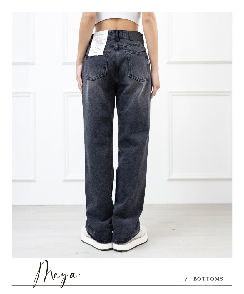 刷色直筒牛仔褲 / 黑灰色