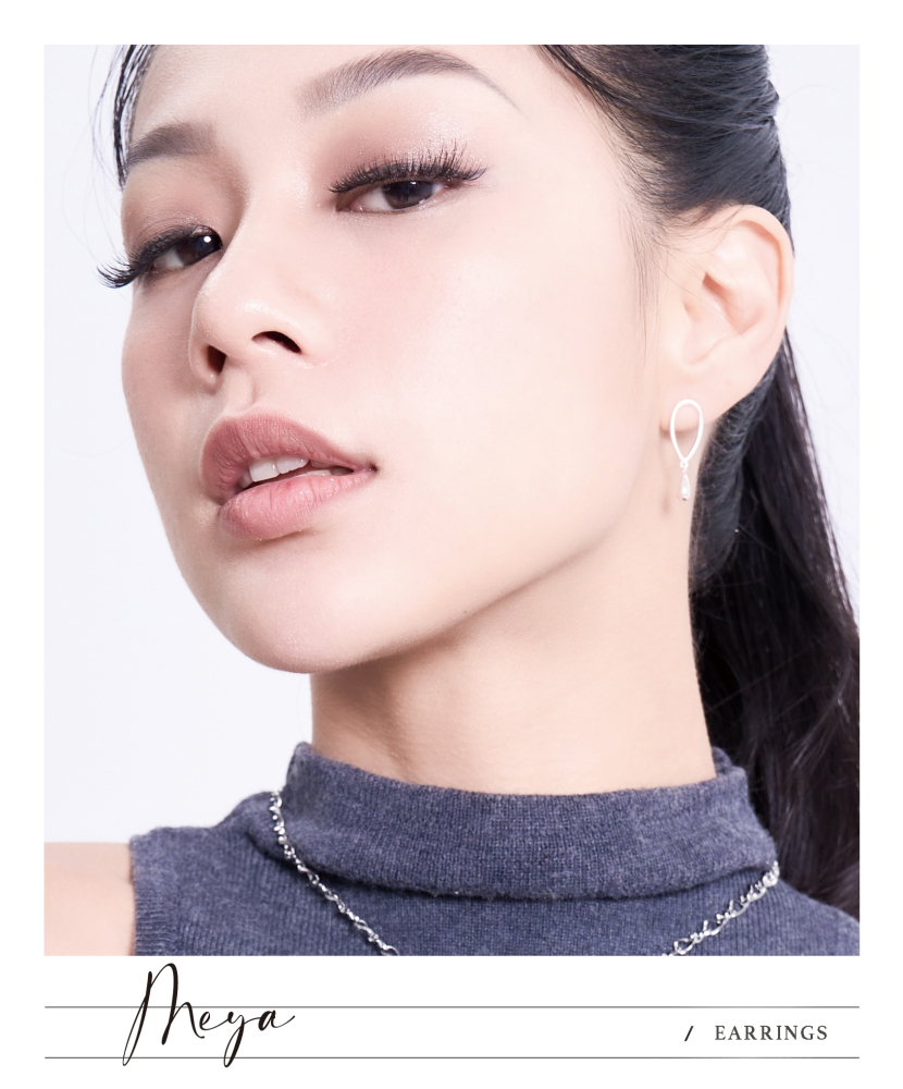 大小雙水滴 耳環／銀色