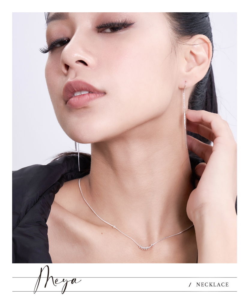 多顆立體小扁圓相疊蛇骨鏈 項鏈／銀色