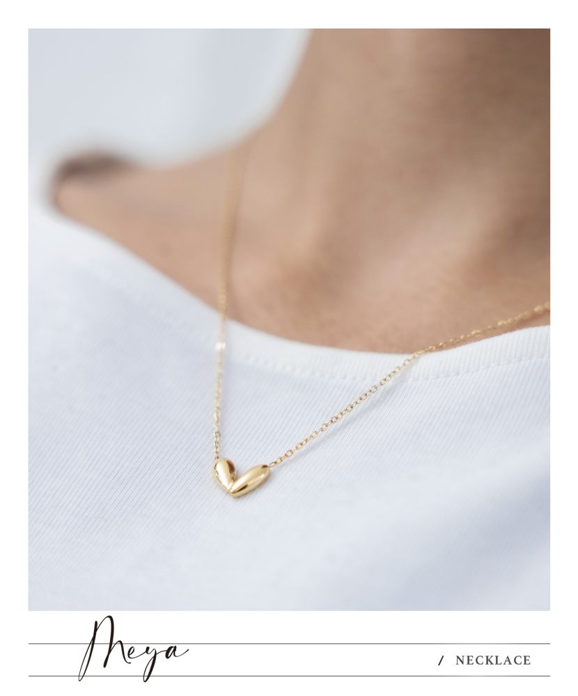 小水滴型愛心 項鏈／金色