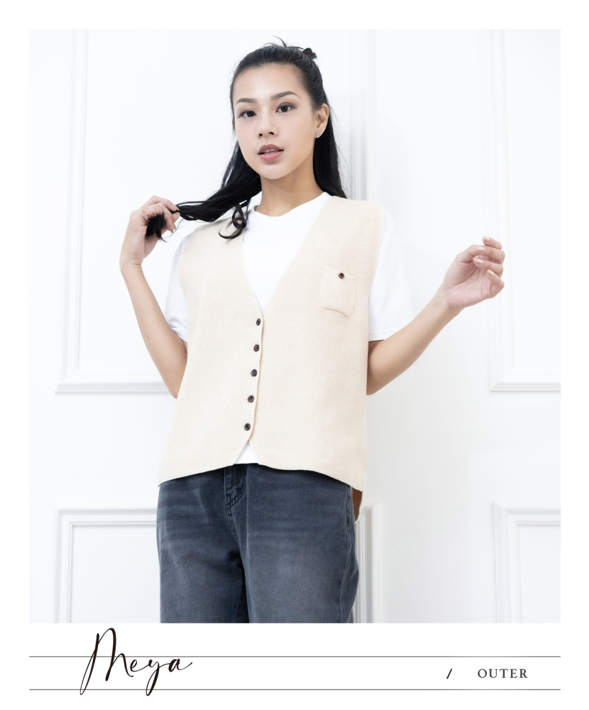 針織毛衣背心 / 杏色