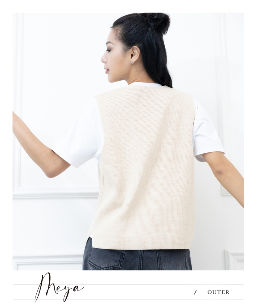 針織毛衣背心 / 杏色