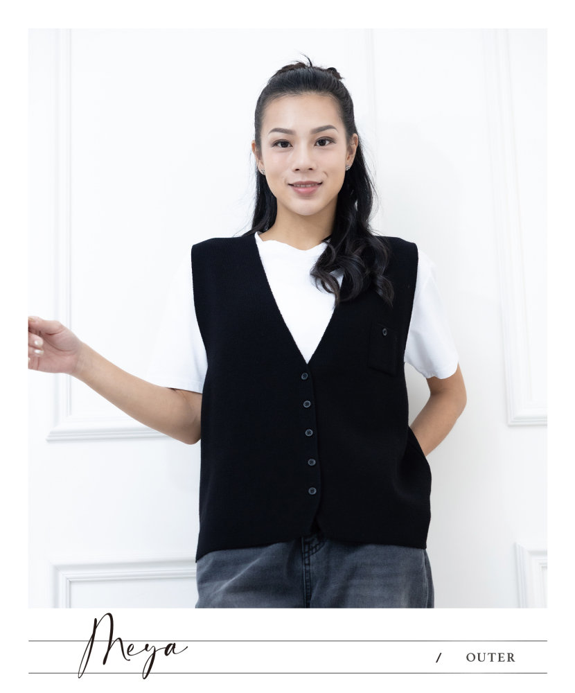 針織毛衣背心 / 黑色