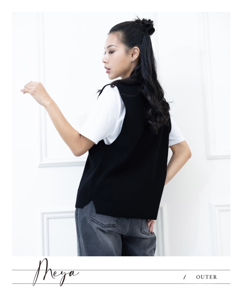 針織毛衣背心 / 黑色