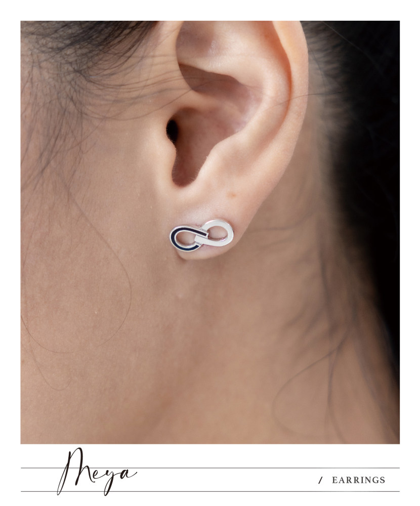 無限 耳環／銀色