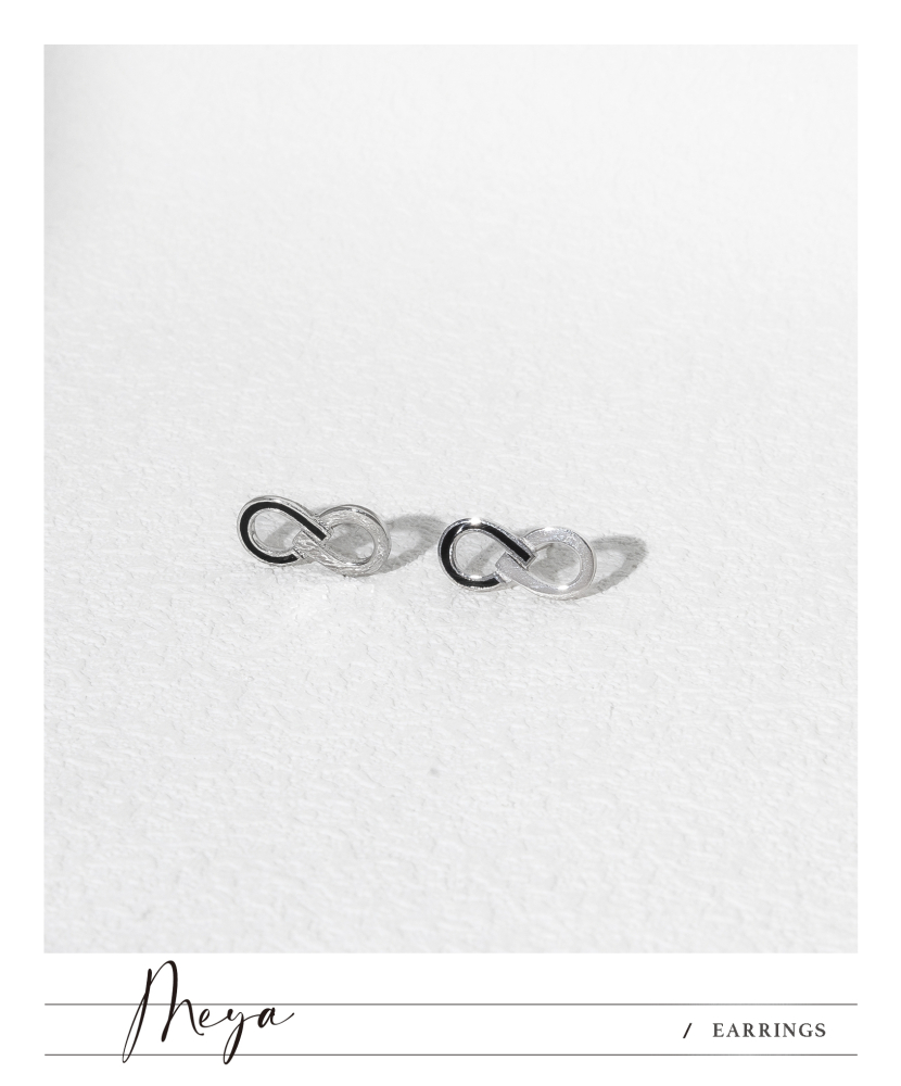 無限 耳環／銀色