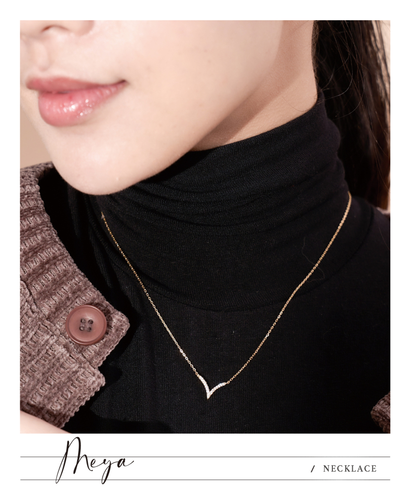 Ｖ字型閃鑽項鍊  / 金色