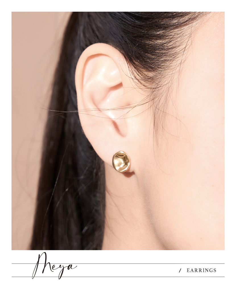 扁小圓耳環 / 金色