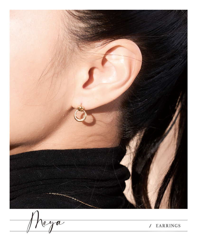 小圓珠窄圈型耳環 / 金色