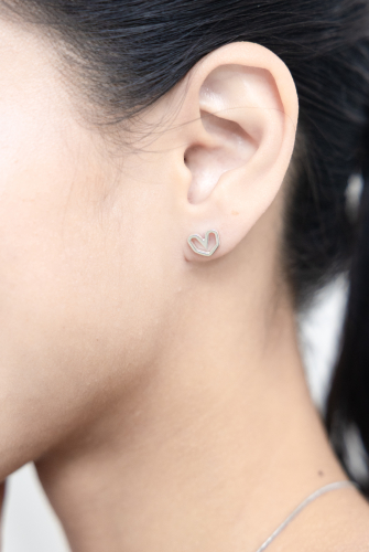 귀걸이  雙心耳環/ 銀色